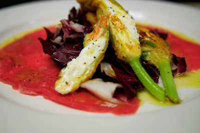 Picture of Carpaccio with Squash Blossoms and Goat Cheese